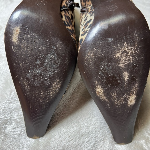 Linea Paolo Size 7.5 Bootie Stiletto Heel Leopard Print Zipper Close Pointed Toe - Picture 12 of 13